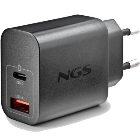 NGS Cargador de Pared GaN ERA20WBLACK 20W USB-C y USB-A Negro